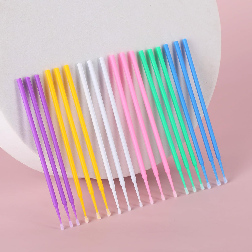 Tbestmax 1200 Pcs Micro Applicator Brush Set – Bendable Micro Swabs for Eyelash Extensions (6 Colors)