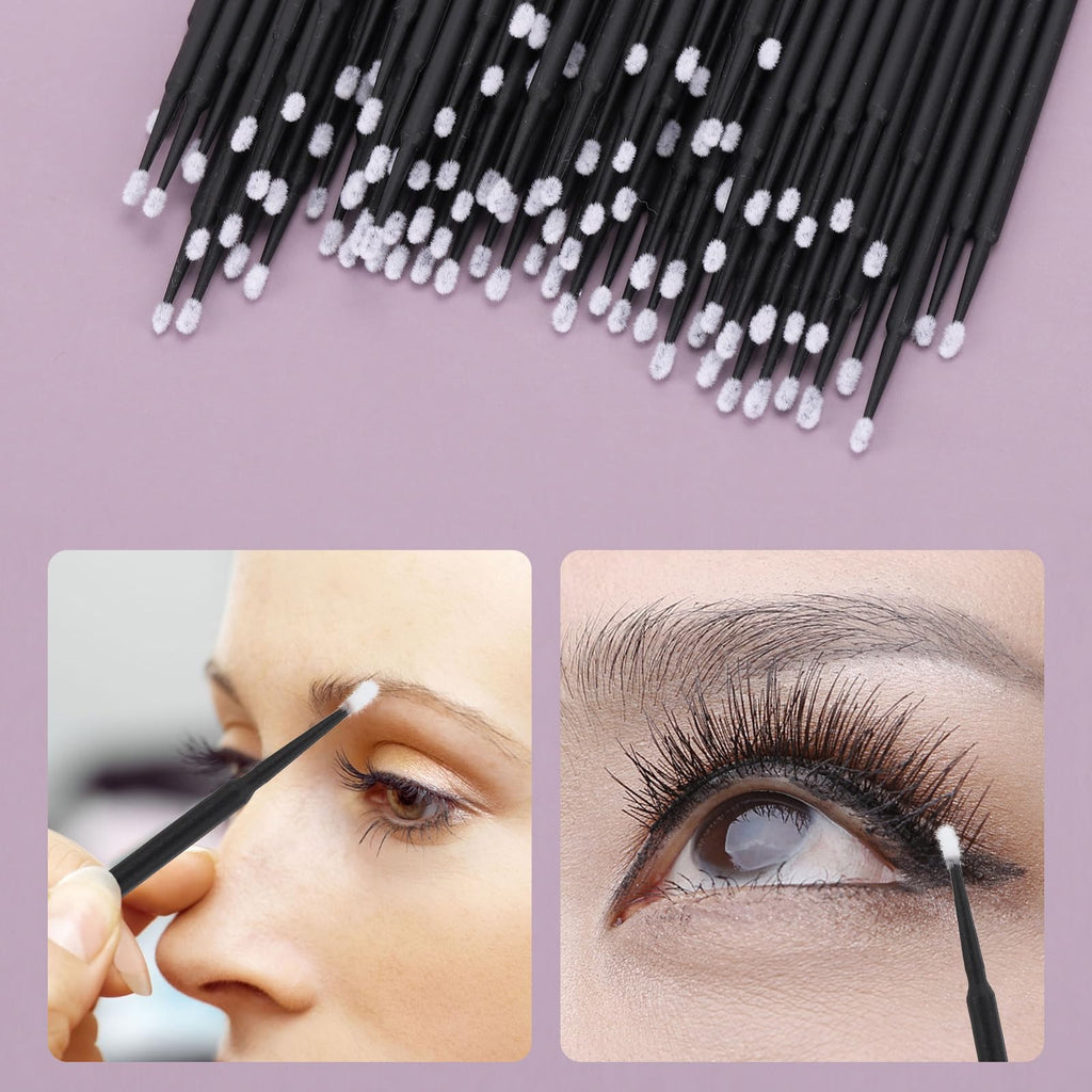 Tbestmax 3000 Pcs Micro Applicator Brushes & Swabs for Eyelash Extensions - Disposable Mascara Wands (Black)