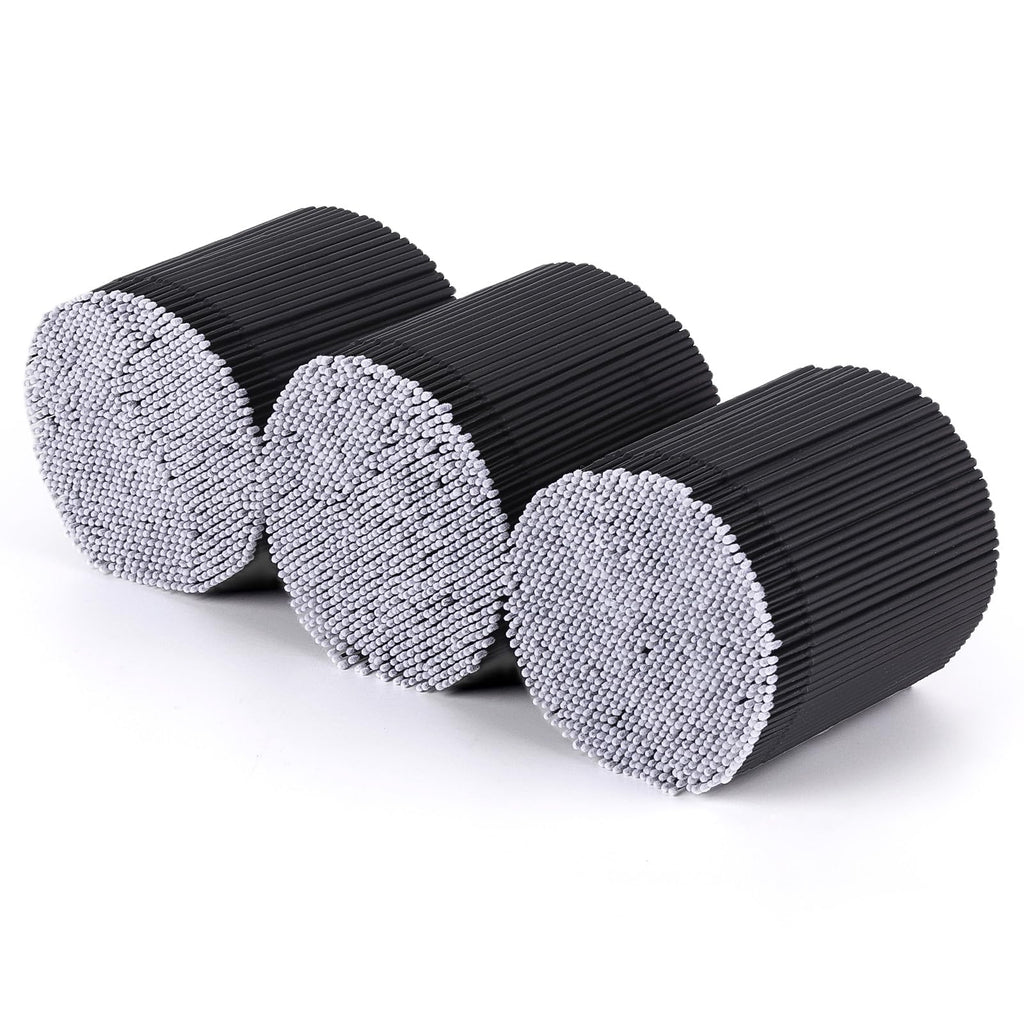 Tbestmax 3000 Pcs Micro Applicator Brushes & Swabs for Eyelash Extensions - Disposable Mascara Wands (Black)
