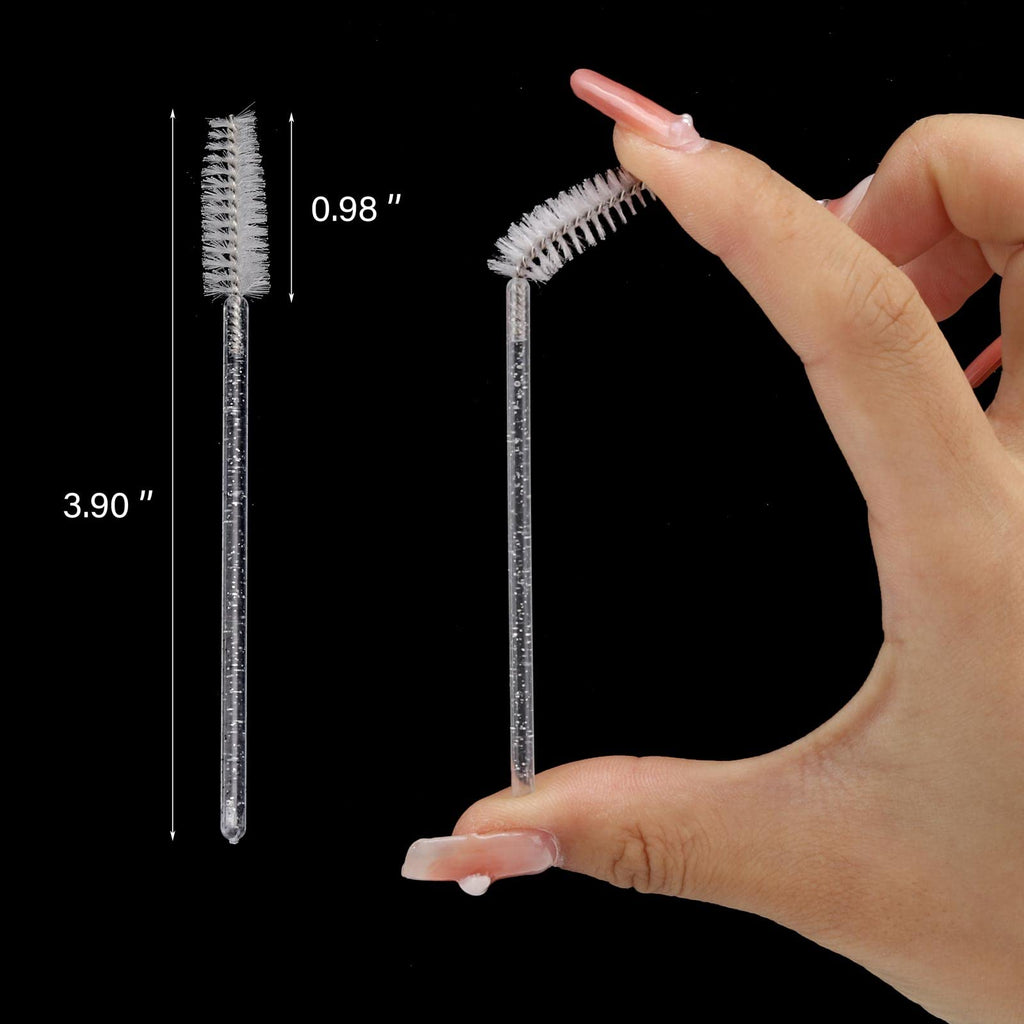 Tbestmax 300 Pcs Disposable Mascara Wands – Crystal Spoolies for Lash Extensions (White) Pack of 2