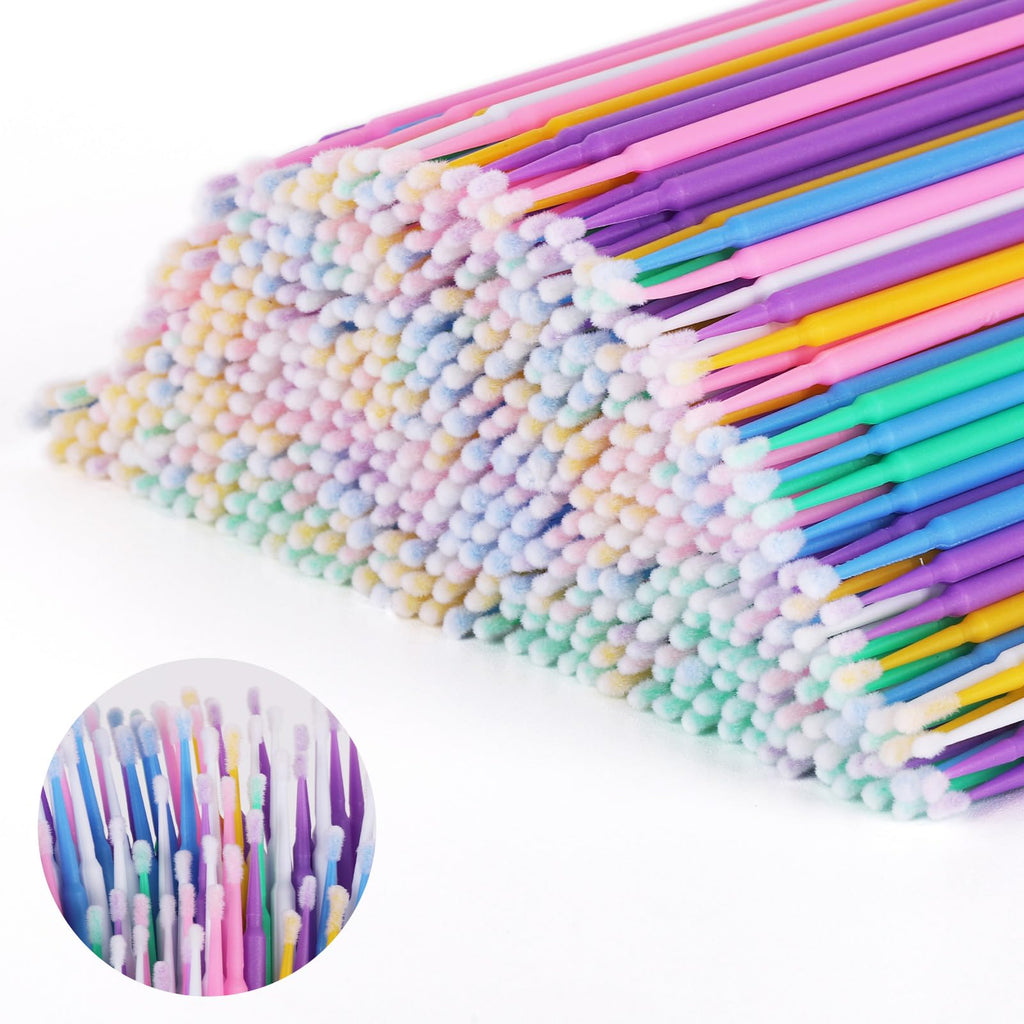 Tbestmax 1200 Pcs Micro Applicator Brush Set – Bendable Micro Swabs for Eyelash Extensions (6 Colors)