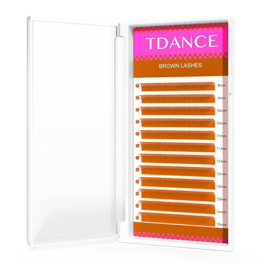 TDANCE Brown Lash Extensions 0.03/0.05/0.07mm - C/D Curl Premium Light Brown (8-15mm)