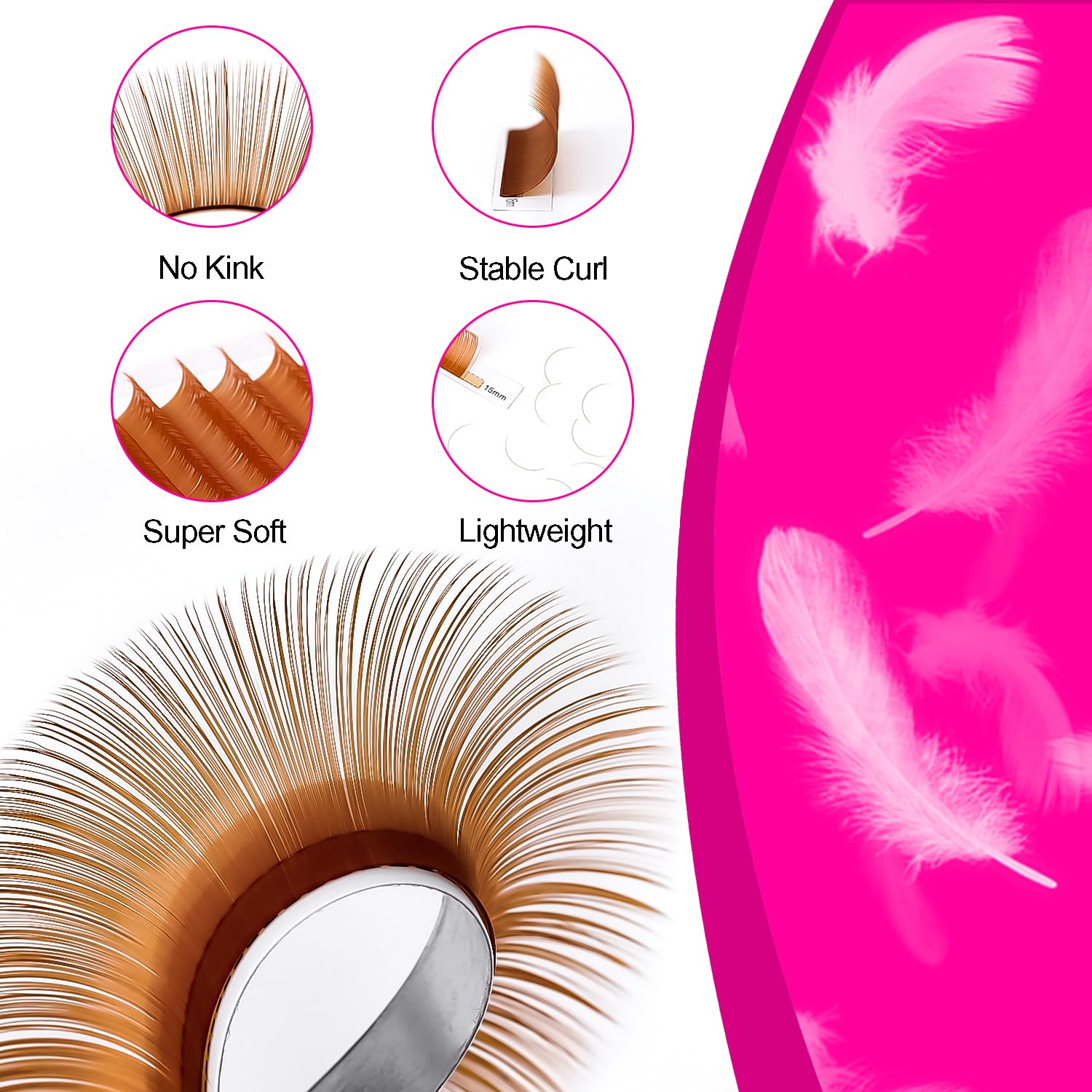 TDANCE Light Brown Colored Lash Extensions – 0.03/0.05/0.07mm, C/D Curl, 8-15mm Premium Brown Lashes for Salon Use