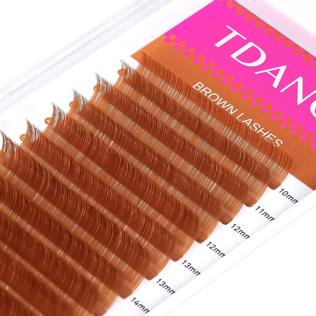 TDANCE Light Brown Colored Lash Extensions – 0.03/0.05/0.07mm, C/D Curl, 8-15mm Premium Brown Lashes for Salon Use