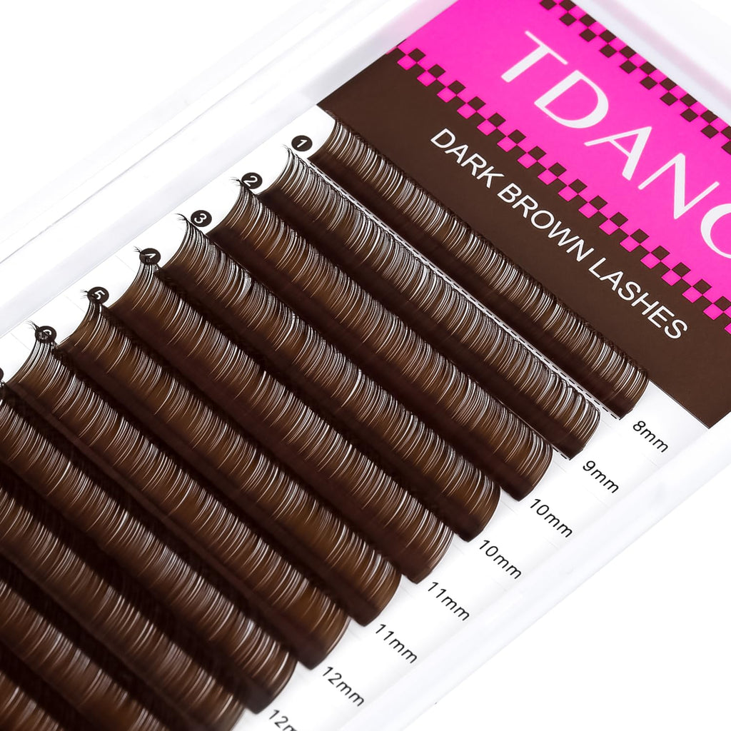 TDANCE Dark Brown Lash Extensions – Premium Colored Lashes 0.03-0.15mm, 8-15mm, C/CC/D/DD/J/B/L Curl