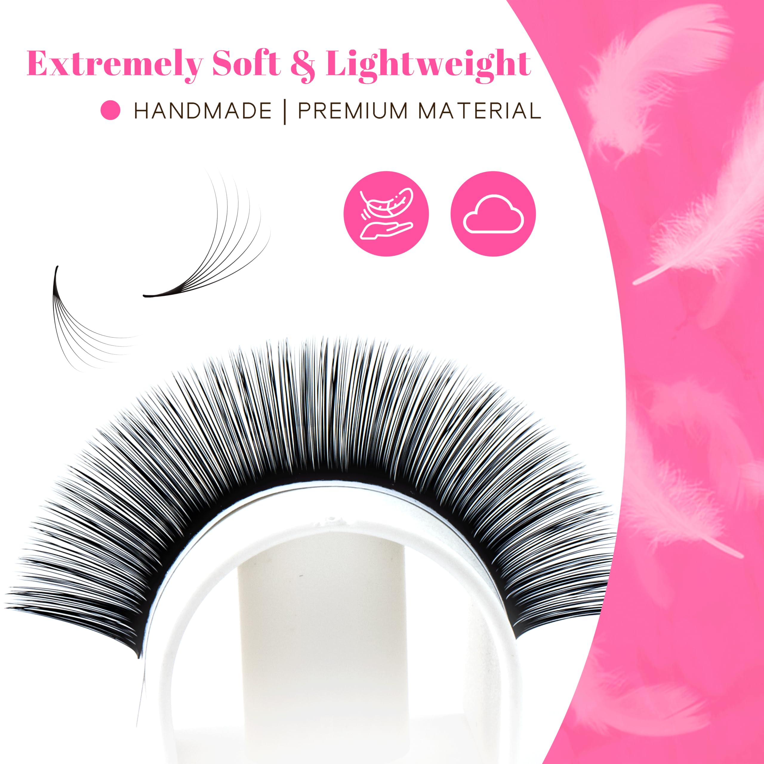TDANCE Cashmere Easy Fan Lash Extensions 0.07mm C Curl 10mm – Self Fanning Volume Lashes