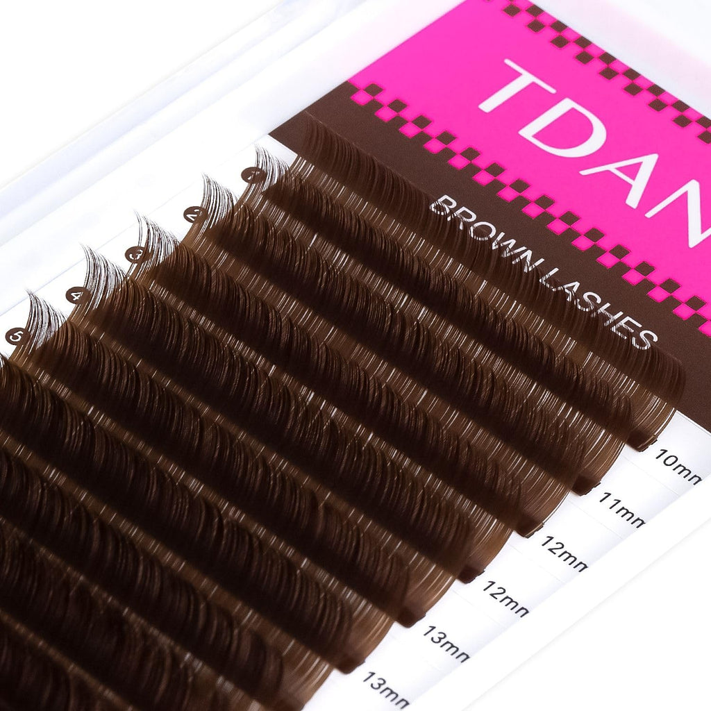 TDANCE Dark Brown Lash Extensions 0.03/0.05/0.07mm – C/D Curl Premium Brown Eyelashes 10-17mm (Salon Use)