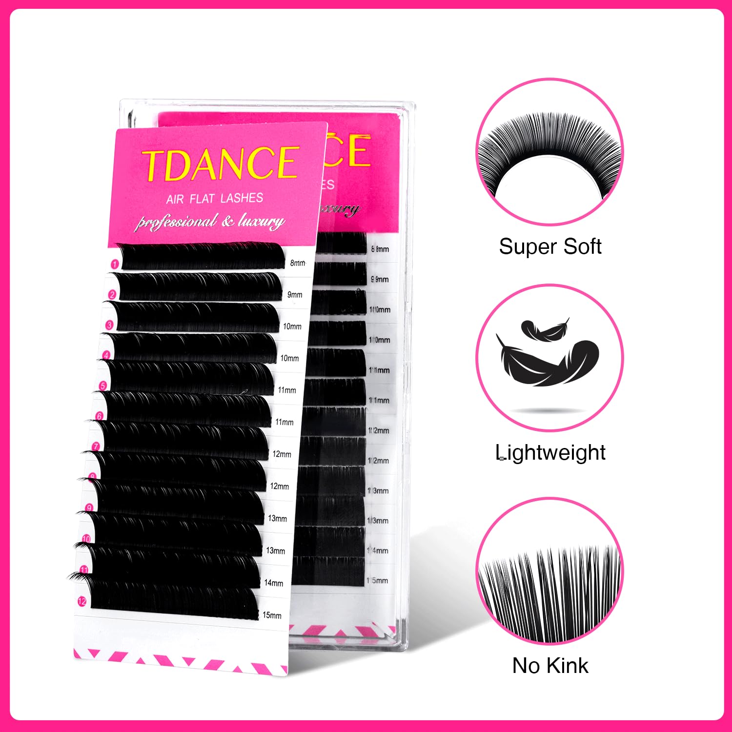TDANCE Flat Lashes Ellipse Extensions 0.15/0.2mm – Ultra-Light Air Flat Lashes for Salon Use