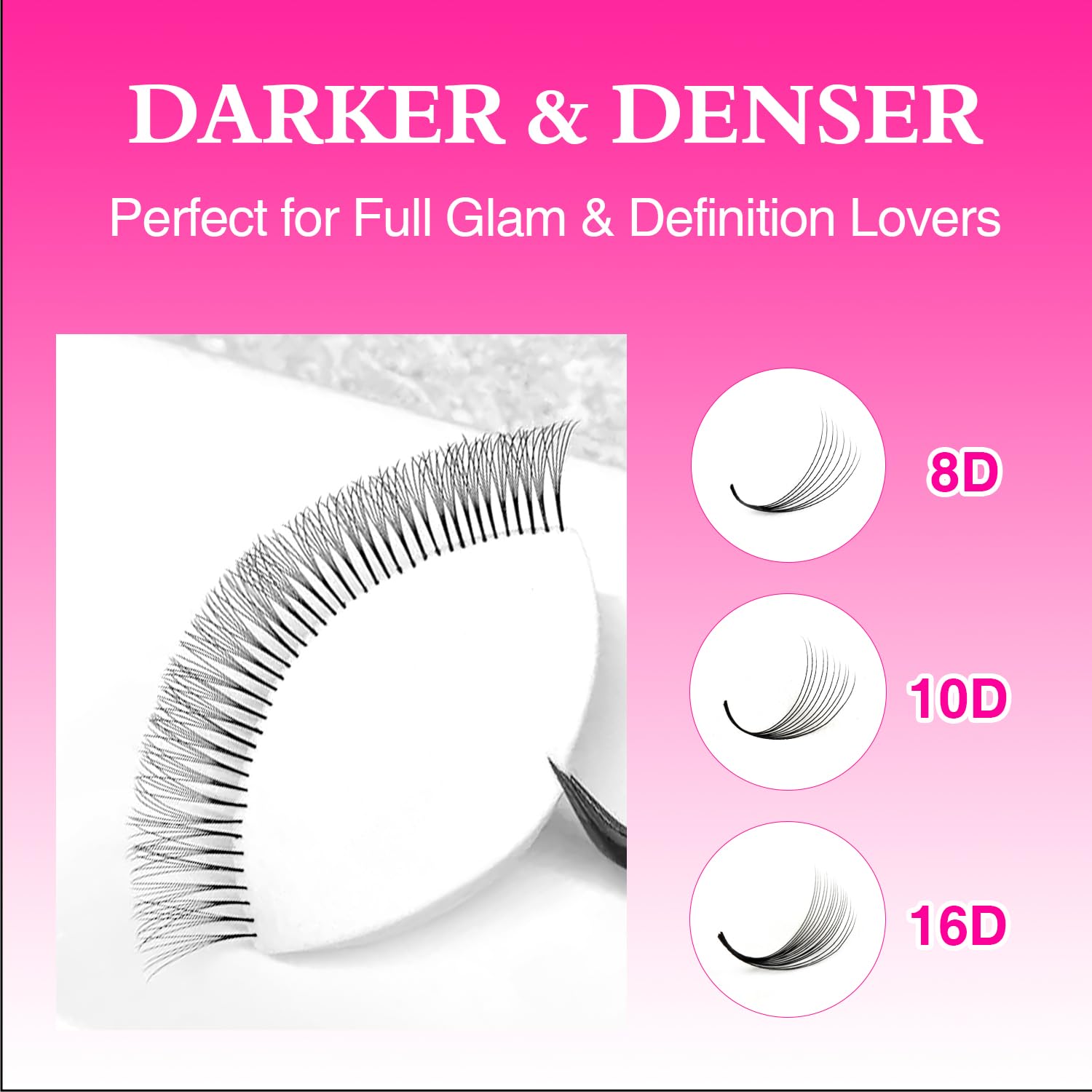 TDANCE Narrow Premade Lash Fans 1000 — Darker & Denser Volume Extensions (8D-0.07-D-8-15mm)