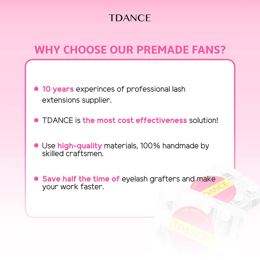 TDANCE 600 Premade Lash Fans – Natural & Volume Mix, 5D-24D, C/D Curl, 8–15mm