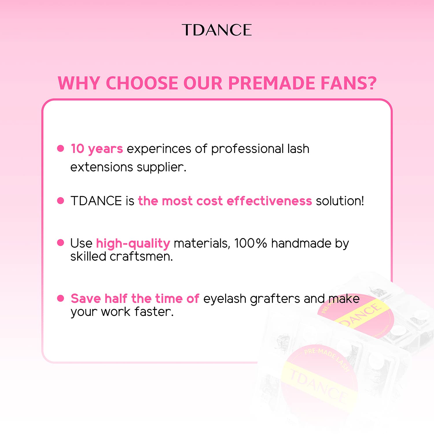 TDANCE 600 Premade Lash Fans – Natural & Volume Mix, 5D-24D, C/D Curl, 8–15mm