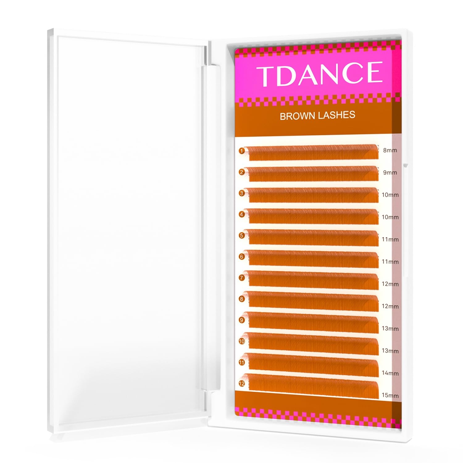 TDANCE Light Brown Lash Extensions — Premium Brown Eyelashes 0.03–0.15mm, C/CC/D/DD/J/B/L Curl, 8–15mm