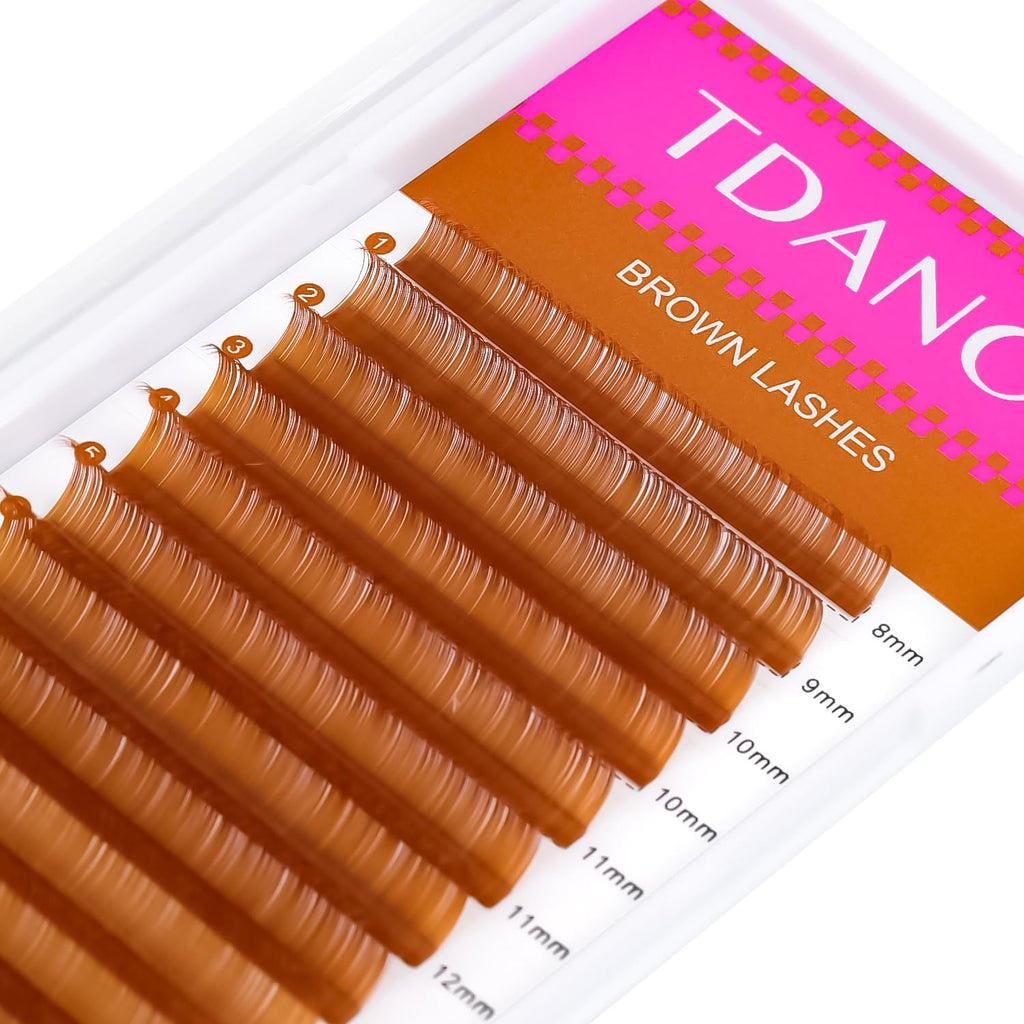 TDANCE Light Brown Lash Extensions 0.03–0.15mm | Premium Korean PBT Lashes for Salon Use