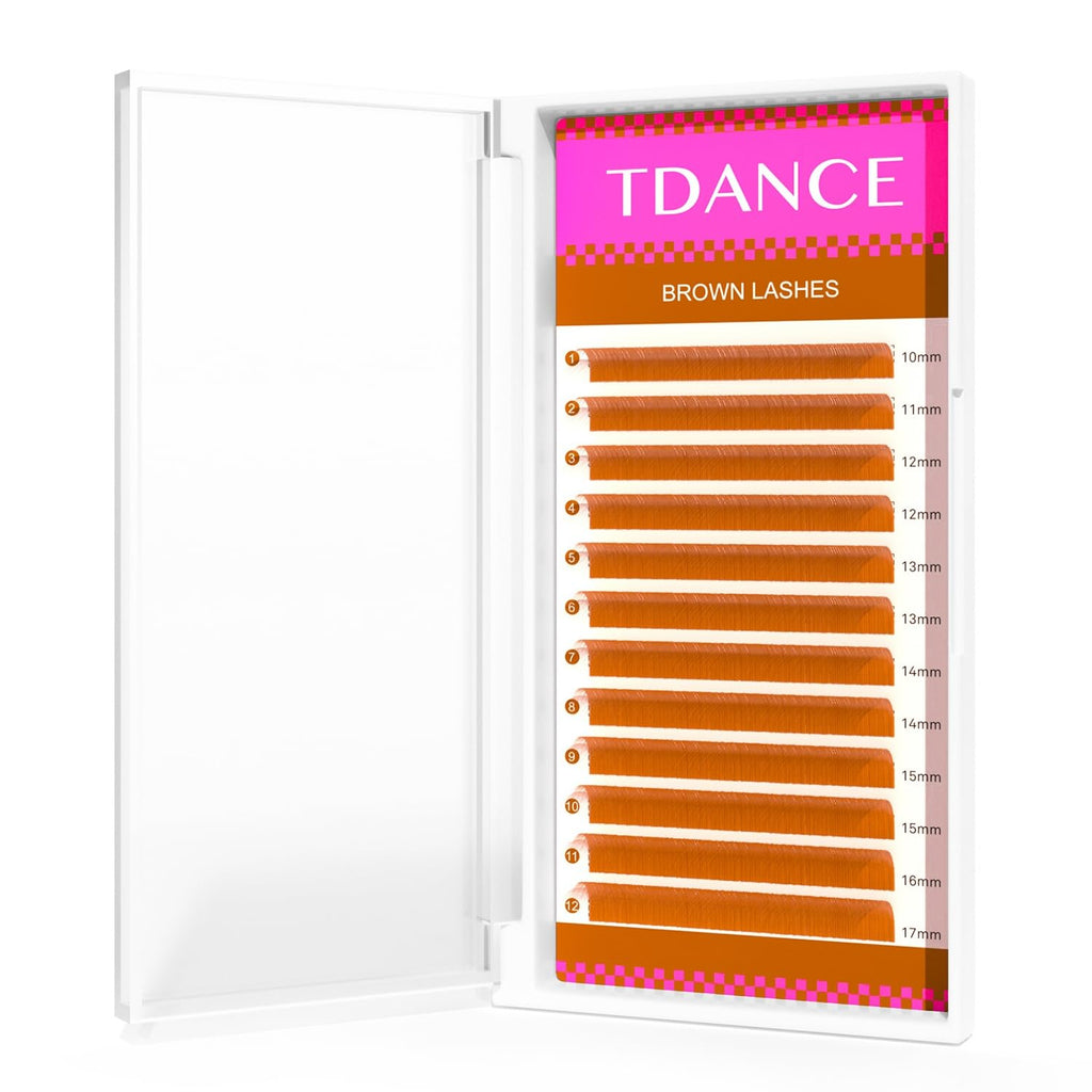 TDANCE Light Brown Colored Lash Extensions – 0.03/0.05/0.07mm, 0.05-C/D Curl, 10-17mm