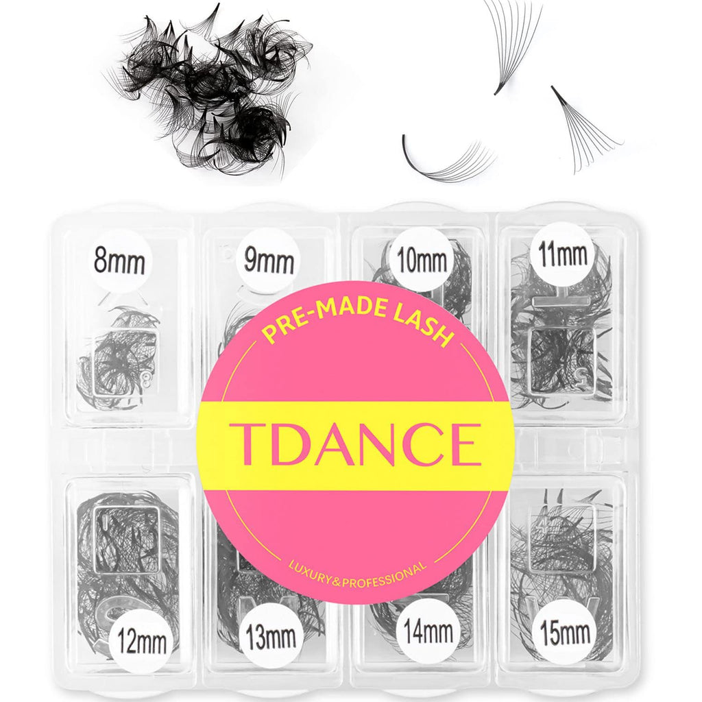 TDANCE 600 Premade Lash Fans - Natural & Volume Mix 5D-24D, C/D Curl, Handmade Promade Fans