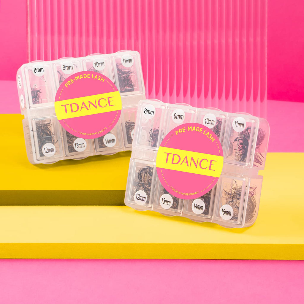 TDANCE 600 Premade Lash Fans - Natural & Volume Mix 5D-24D, C/D Curl, Handmade Promade Fans
