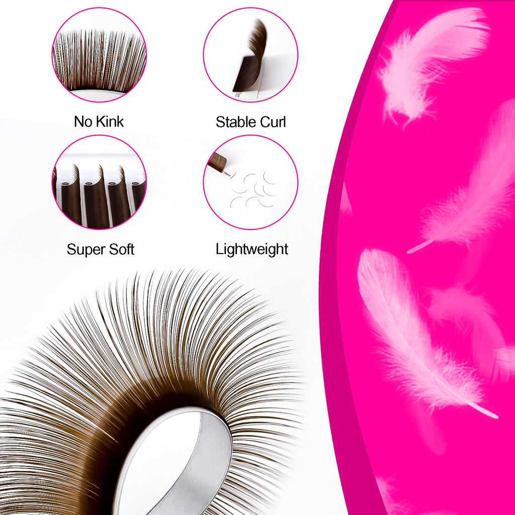 TDANCE Dark Brown Colored Lash Extensions – Premium Korean PBT, 0.03–0.15mm, C/CC/D/DD/J/B/L Curl, 8–15mm