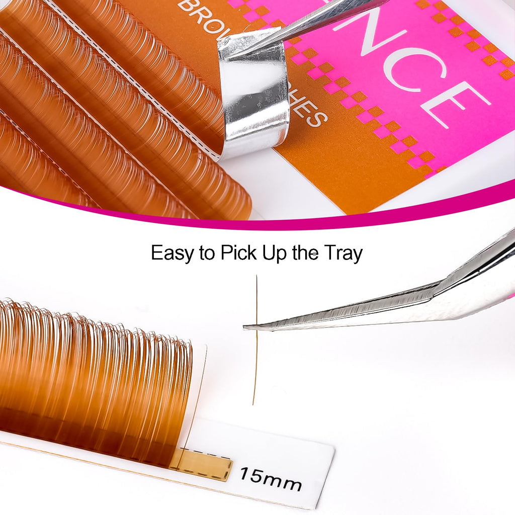 TDANCE Light Brown Colored Lash Extensions – 0.03/0.05/0.07mm, 0.05-C/D Curl, 10-17mm