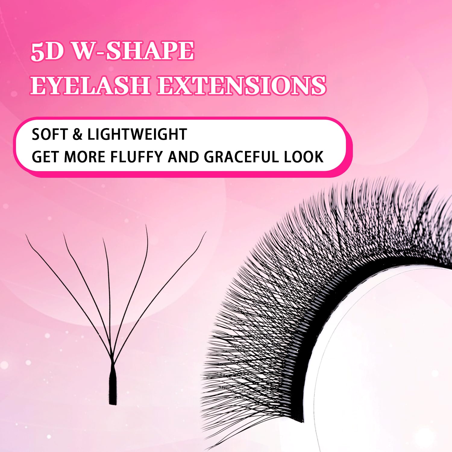 TDANCE YY Premade W-Lashes Volume Fans – Matte Black, 13mm (0.07D, W5D)