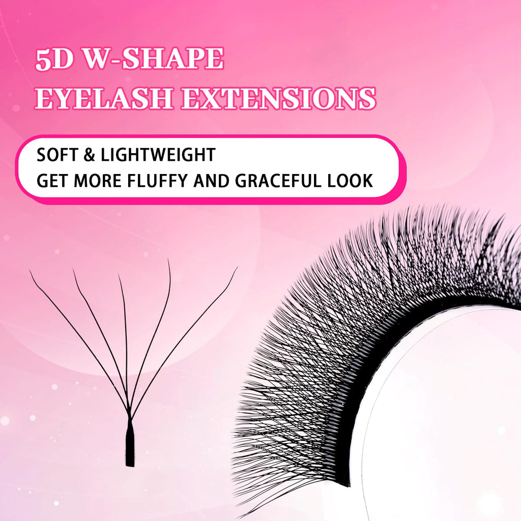 TDANCE YY Lash Extensions Premade Fans – W Lashes (W-5D-0.07-C, 11mm)