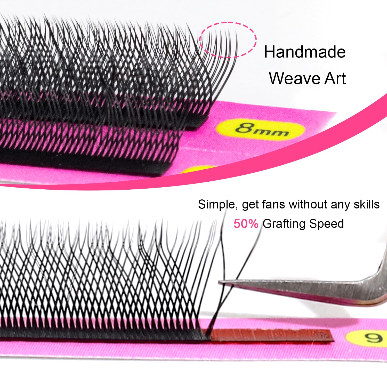 TDANCE YY Premade W-Lashes Volume Fans – Matte Black, 13mm (0.07D, W5D)