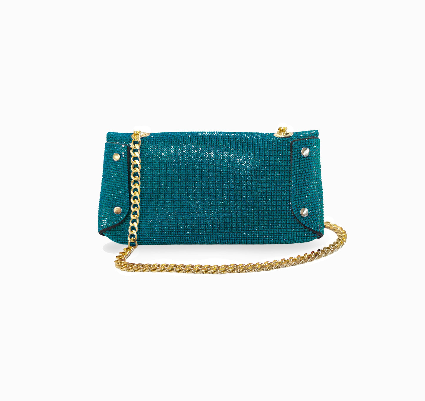 Caprilite Small Crossbody Bag Sparkly Crystal Clutch Fold Handbag Teal Turquoise
