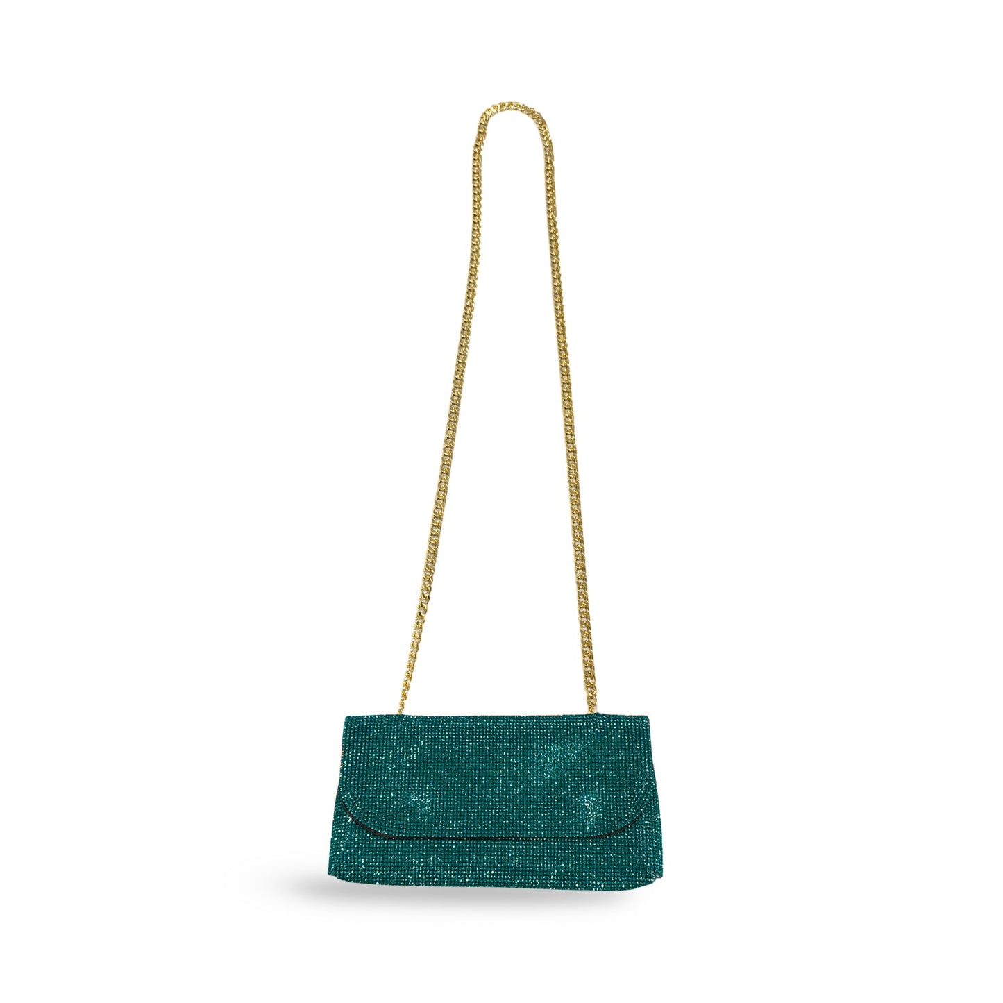 Caprilite Small Crossbody Bag Sparkly Crystal Clutch Fold Handbag Teal Turquoise