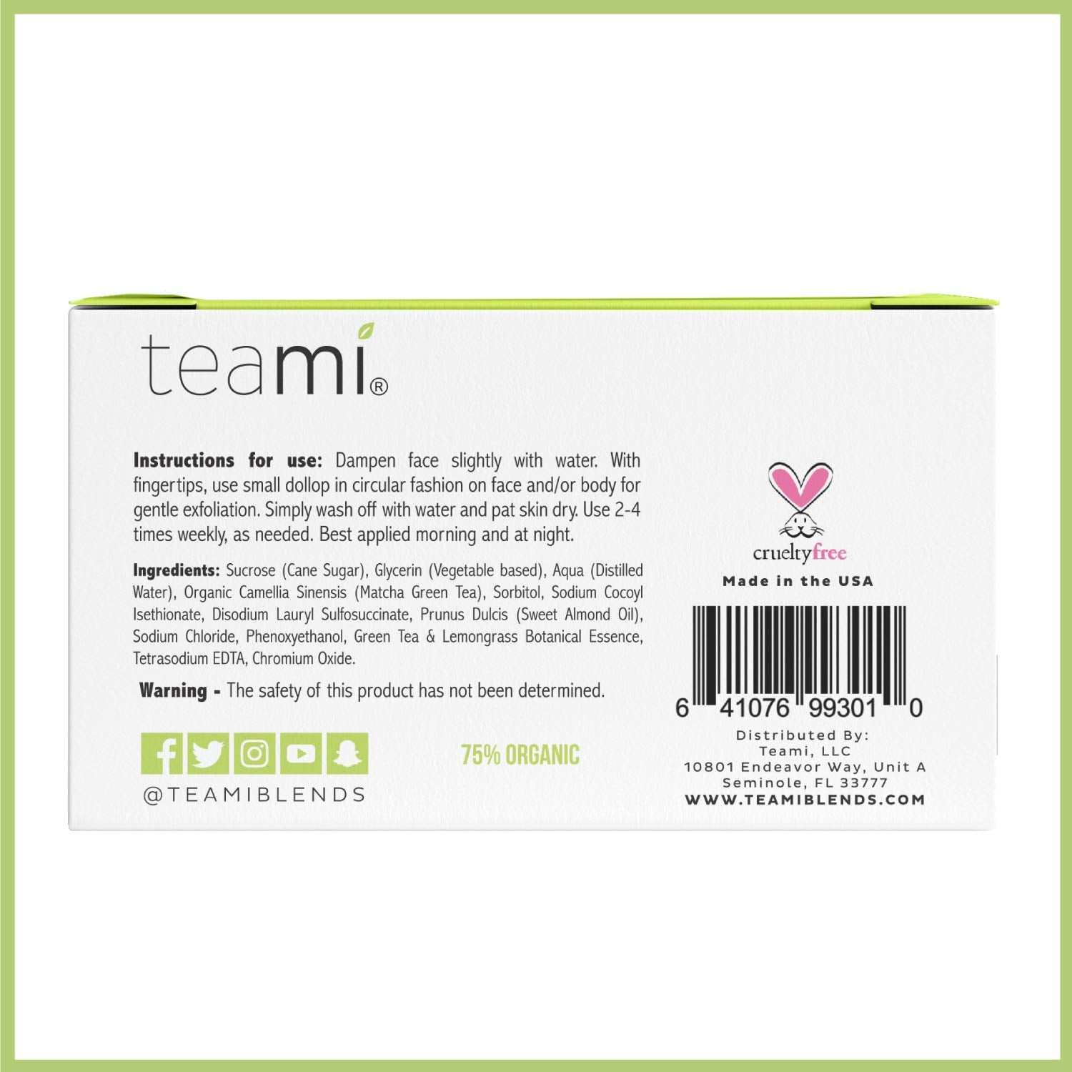 Teami Matcha Green Tea Facial Scrub – Hydrating Exfoliator with Lemongrass