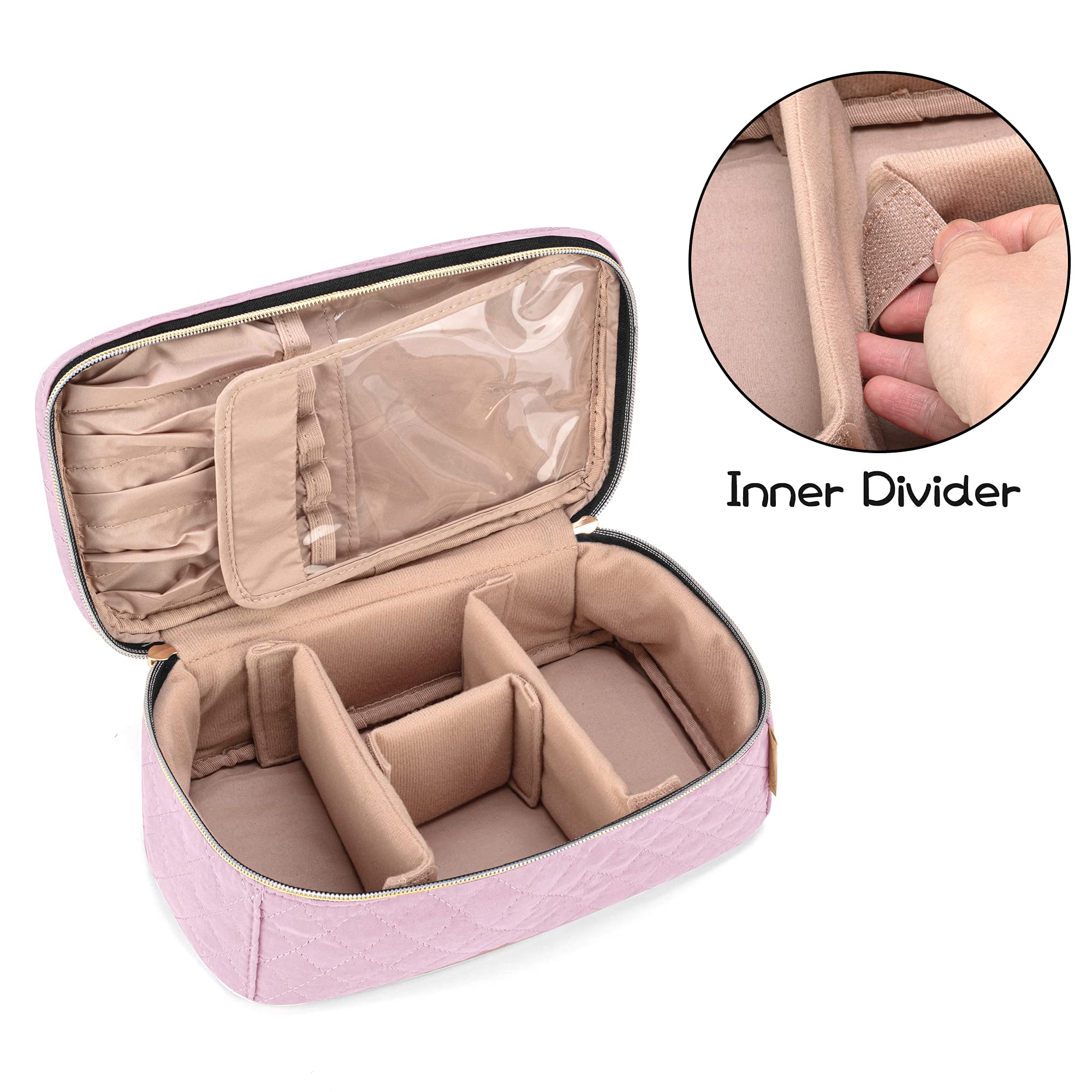 Teamoy Travel Makeup Brush Case | Organizer Bag for Brushes Up to 7 Inches | Pink (Bag Only)