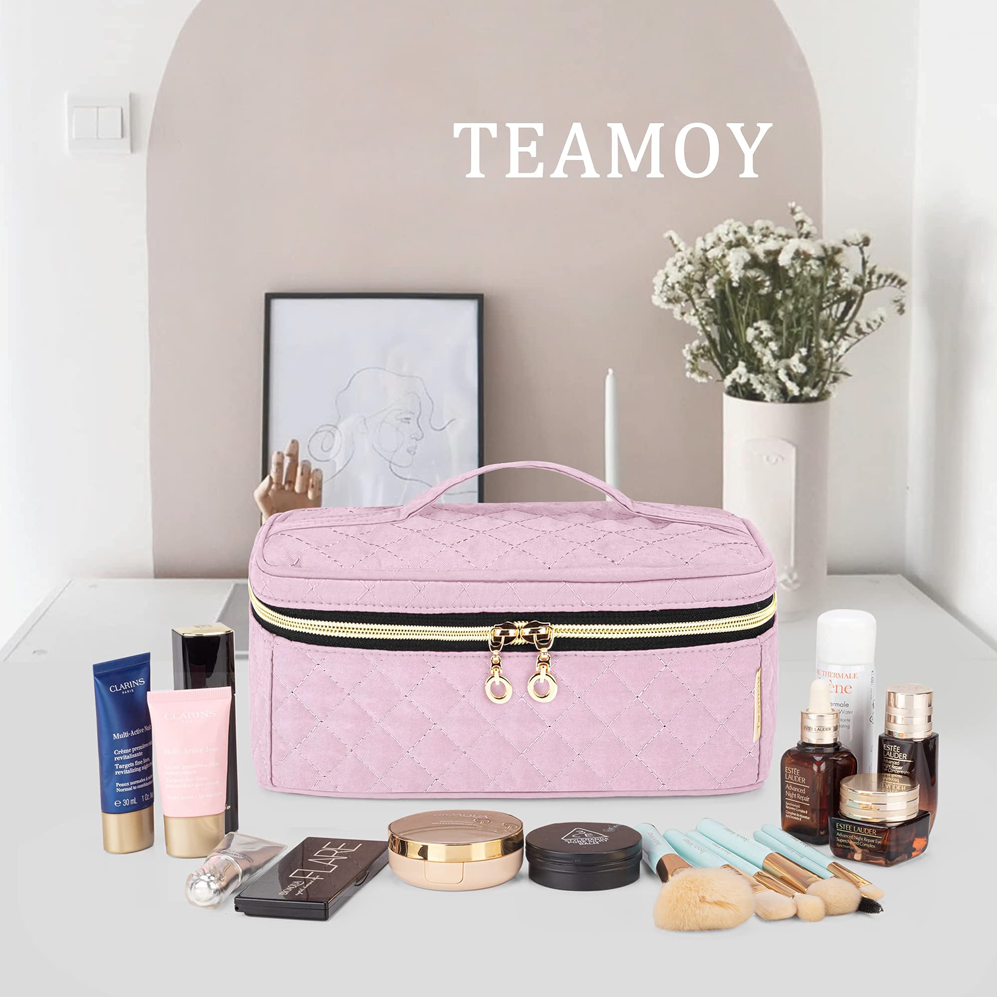 Teamoy Travel Makeup Brush Case | Organizer Bag for Brushes Up to 7 Inches | Pink (Bag Only)
