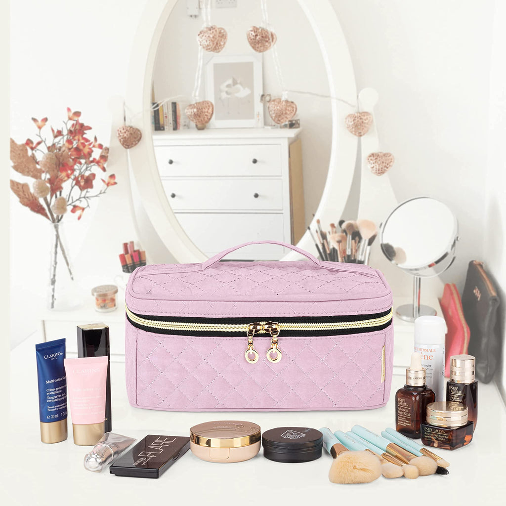 Teamoy Travel Makeup Brush Case | Organizer Bag for Brushes Up to 7 Inches | Pink (Bag Only)