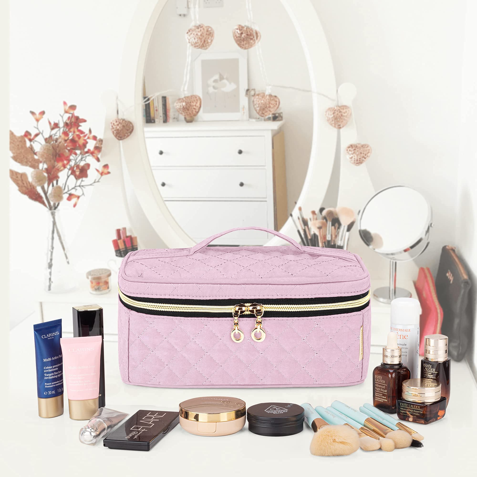 Teamoy Travel Makeup Brush Case | Organizer Bag for Brushes Up to 7 Inches | Pink (Bag Only)