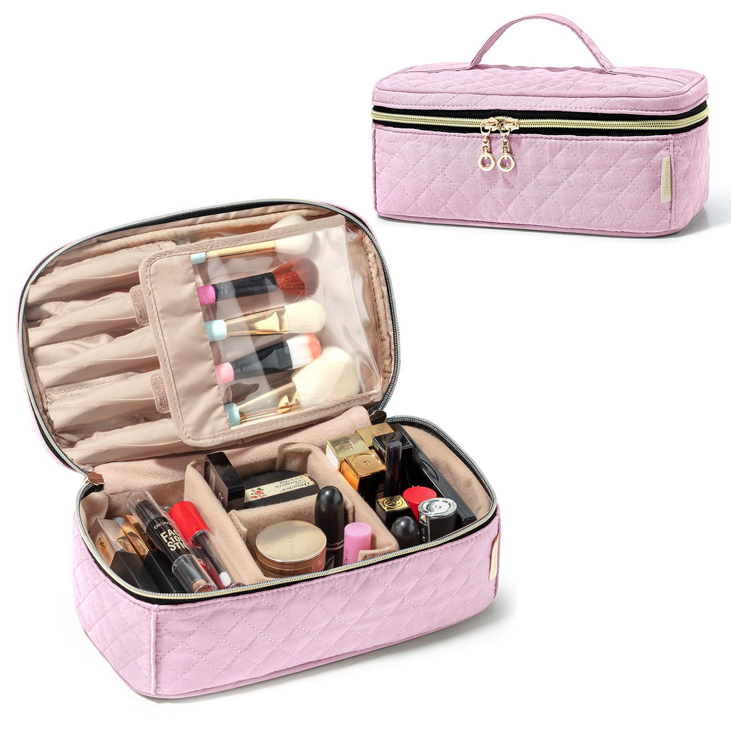 Teamoy Travel Makeup Brush Case | Organizer Bag for Brushes Up to 7 Inches | Pink (Bag Only)