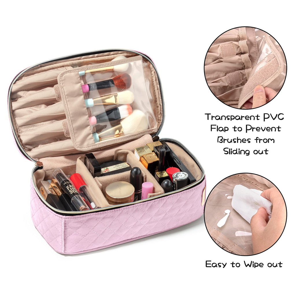 Teamoy Travel Makeup Brush Case | Organizer Bag for Brushes Up to 7 Inches | Pink (Bag Only)