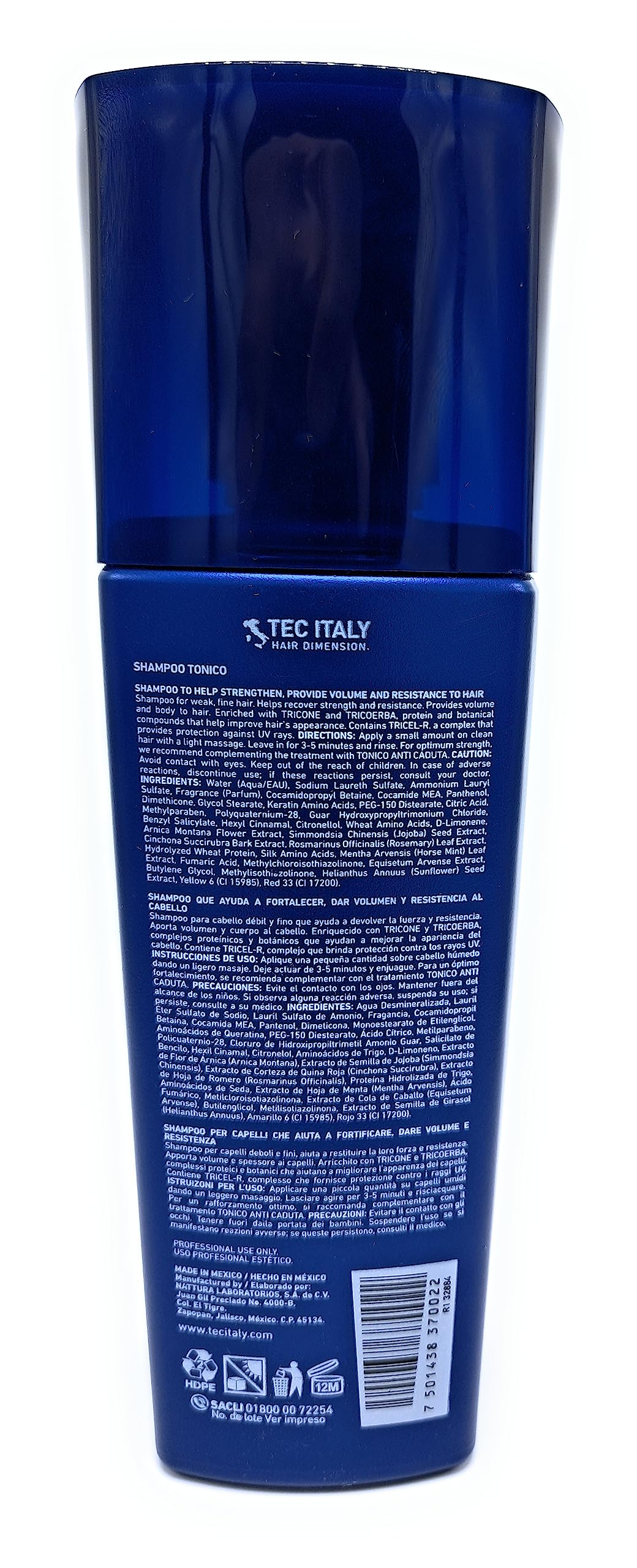 Tec Italy Hair Fortifying Shampoo Tonico for Volume & Resistance (Pack of 3)