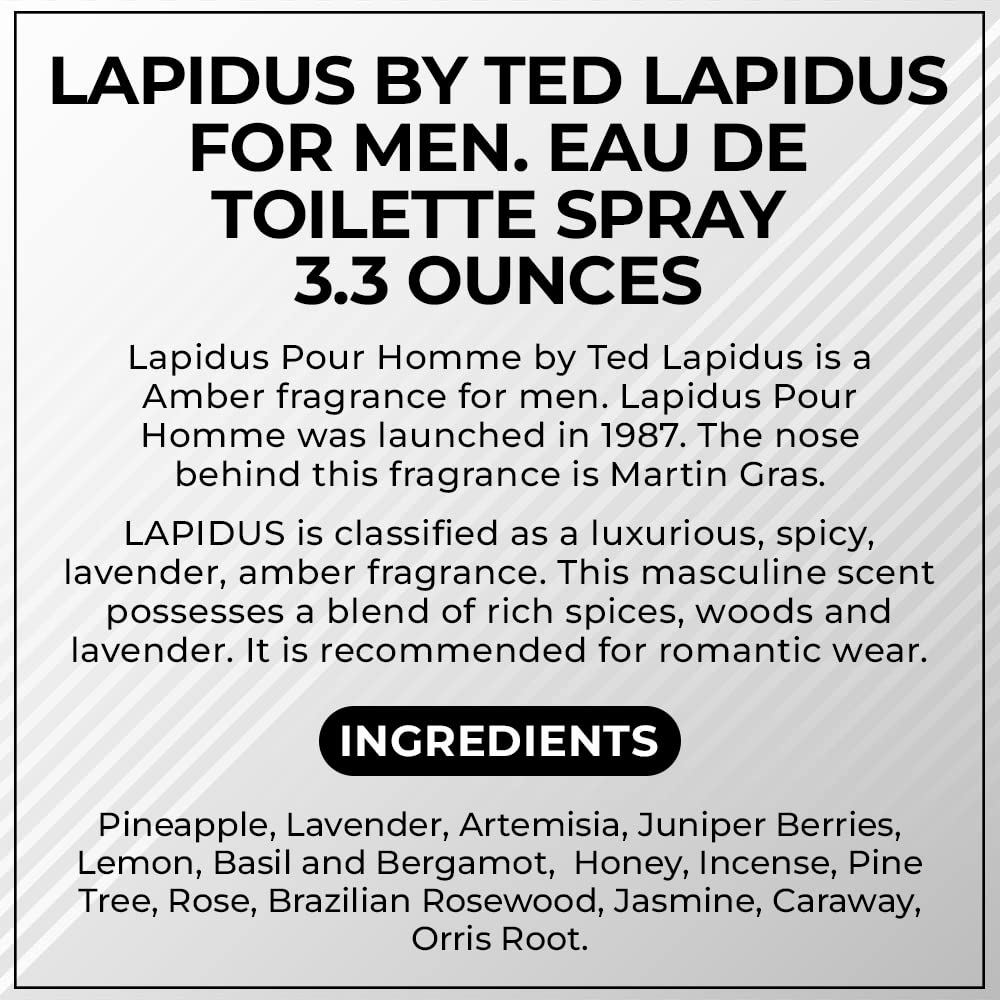 Lapidus by Ted Lapidus for Men - Eau de Toilette Spray 3.3 oz (Pack of 3)