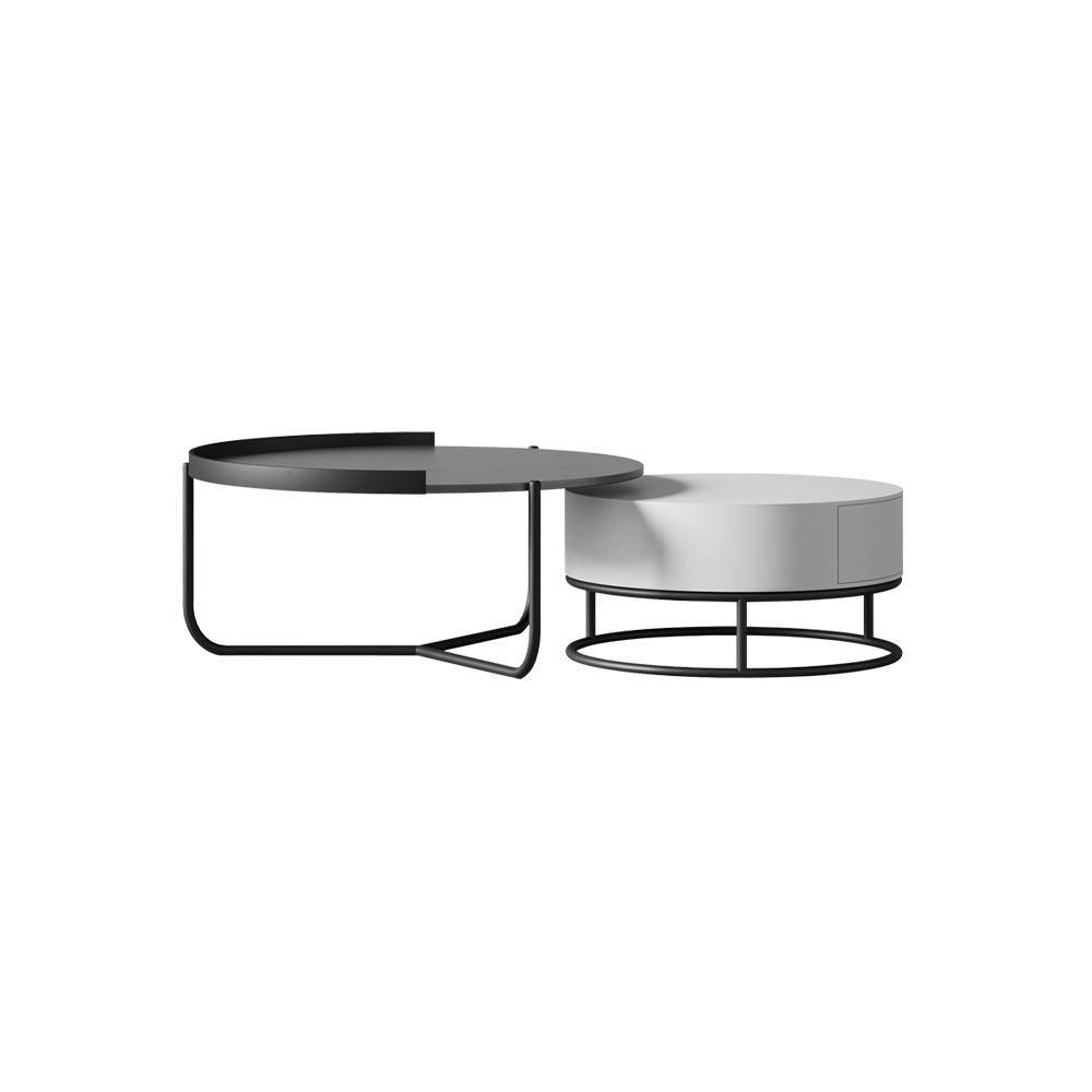 Teddy Nesting Coffee Table, Black And Off White