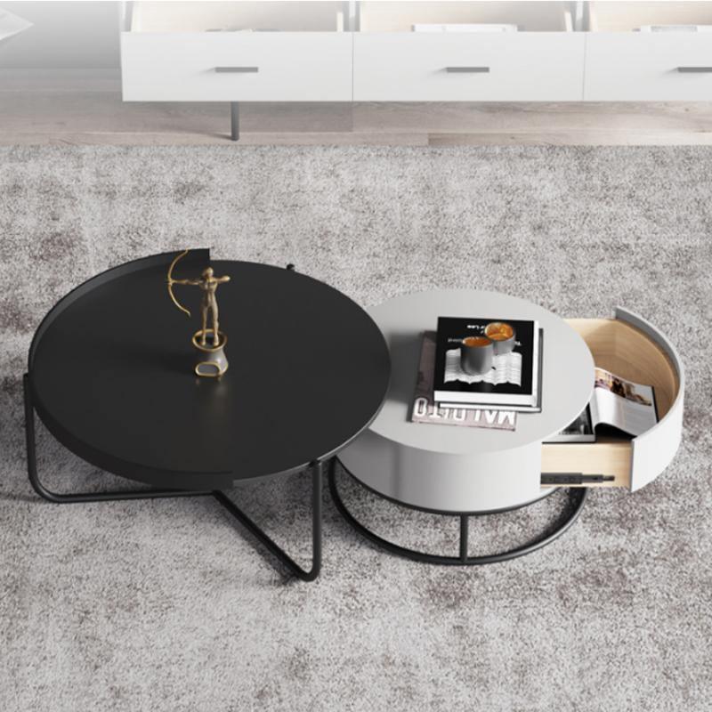 Teddy Nesting Coffee Table, Black And Off White