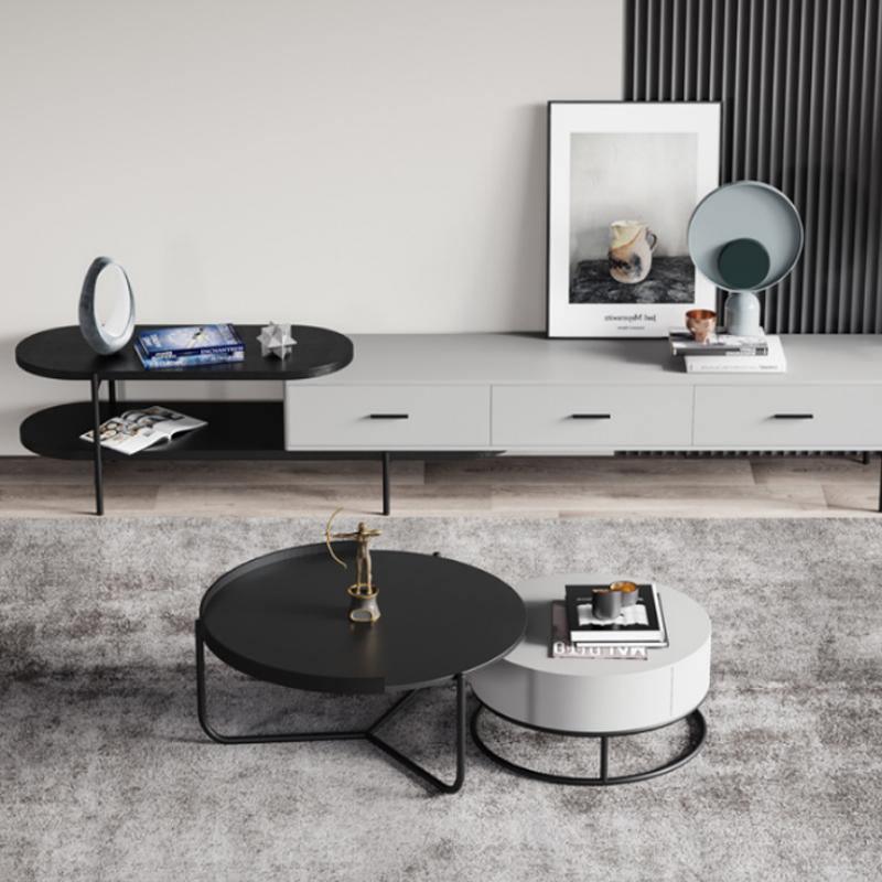 Teddy Nesting Coffee Table, Black And Off White