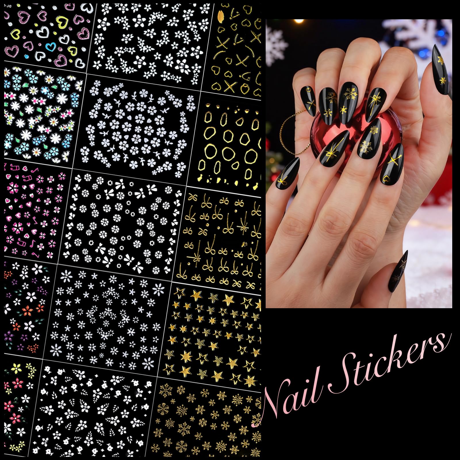 Teenitor Acrylic Nail Kit: Clear Coffin Tips, Charms & Gems for DIY Nail Art
