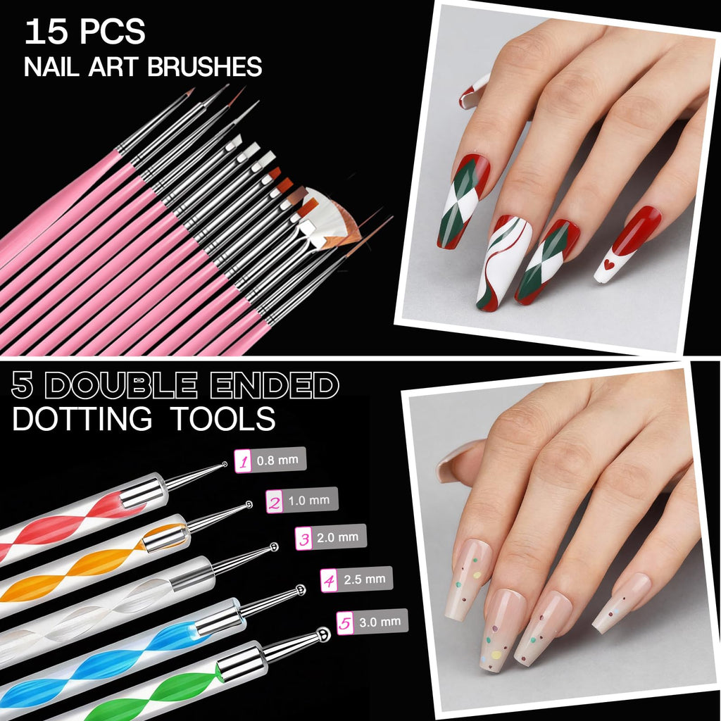 Teenitor Acrylic Nail Kit: Clear Coffin Tips, Charms & Gems for DIY Nail Art