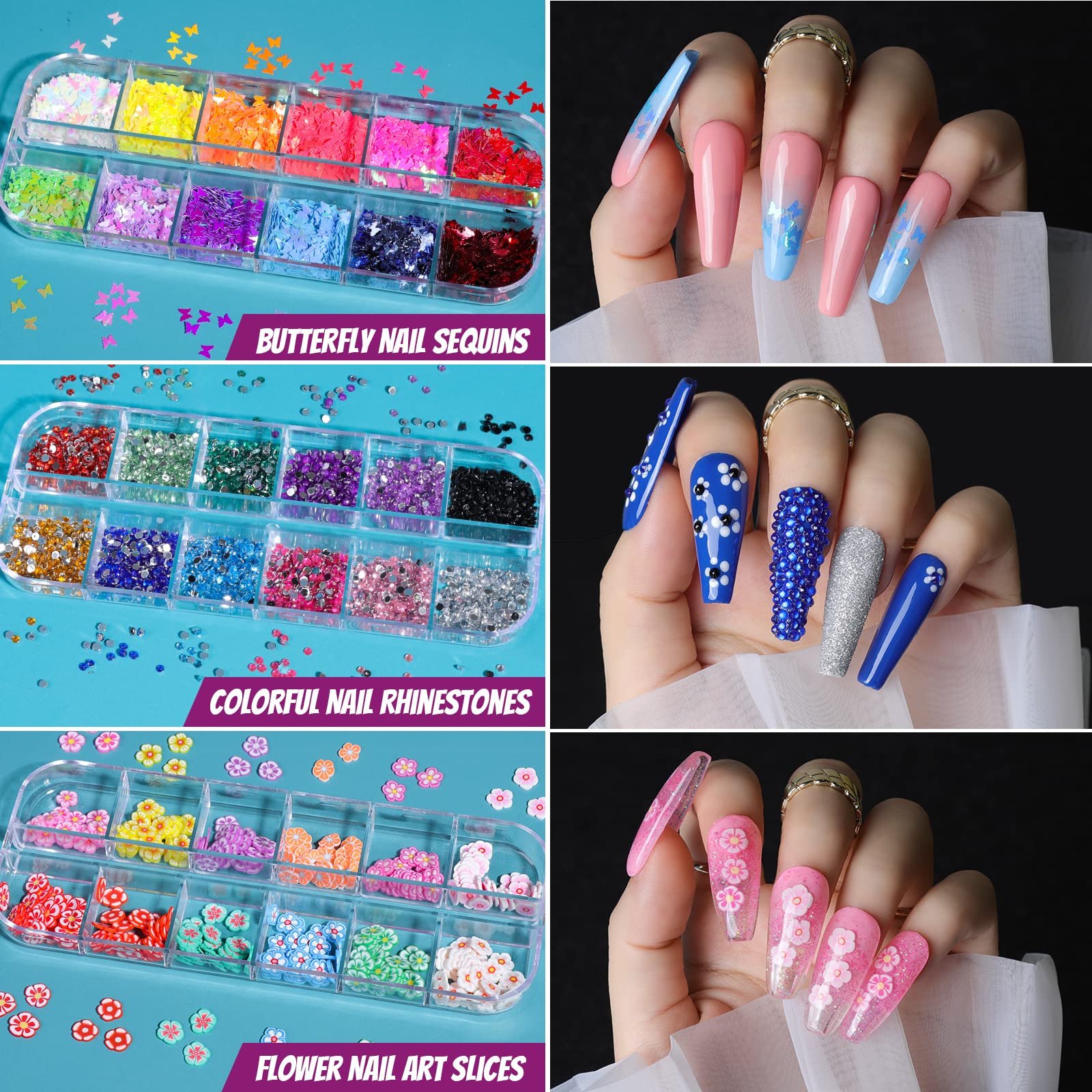 Teenitor Acrylic Fake Nails Kit — Press On Nails with Clear Coffin Tips, Stands & Art Supplies