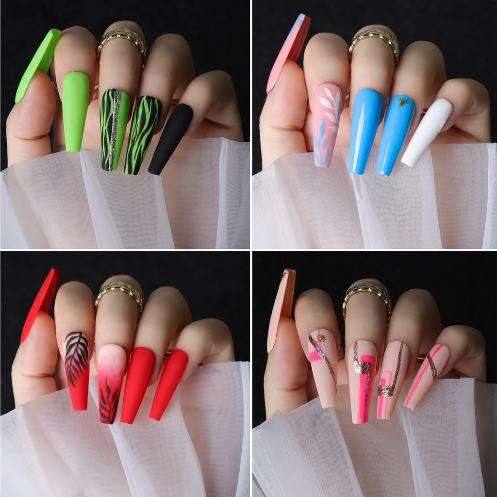 Teenitor Acrylic Fake Nails Kit — Press On Nails with Clear Coffin Tips, Stands & Art Supplies