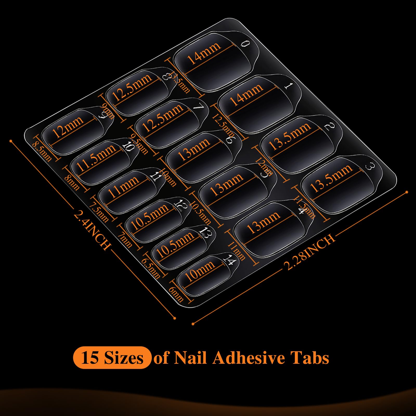 Teenitor Nail Adhesive Tabs – 900pcs, 15 Sizes, 60 Sheets for Press-On Nails