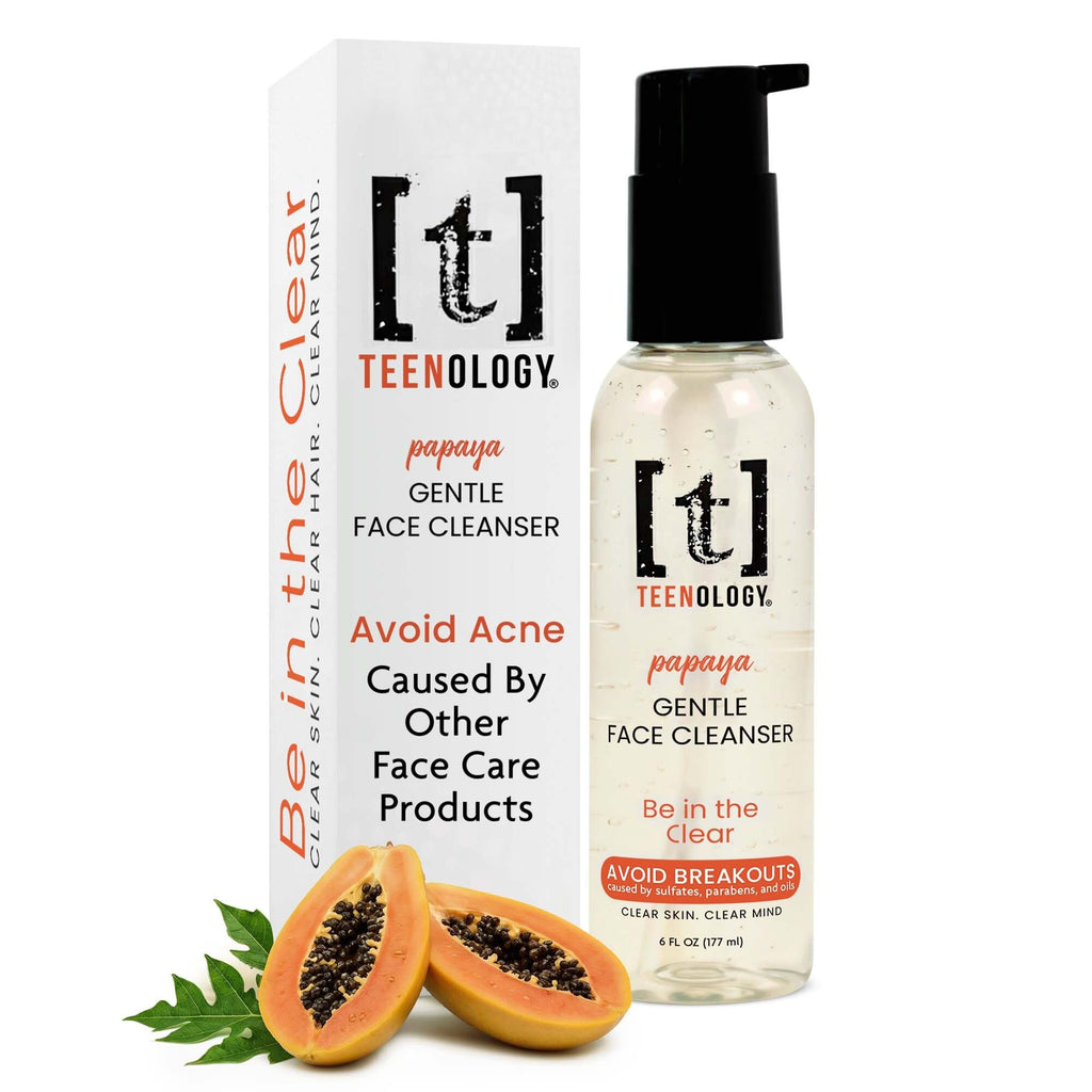 Teenology Gentle Face Cleanser for Teens - Sulfate & Paraben Free, Papaya, 6 oz