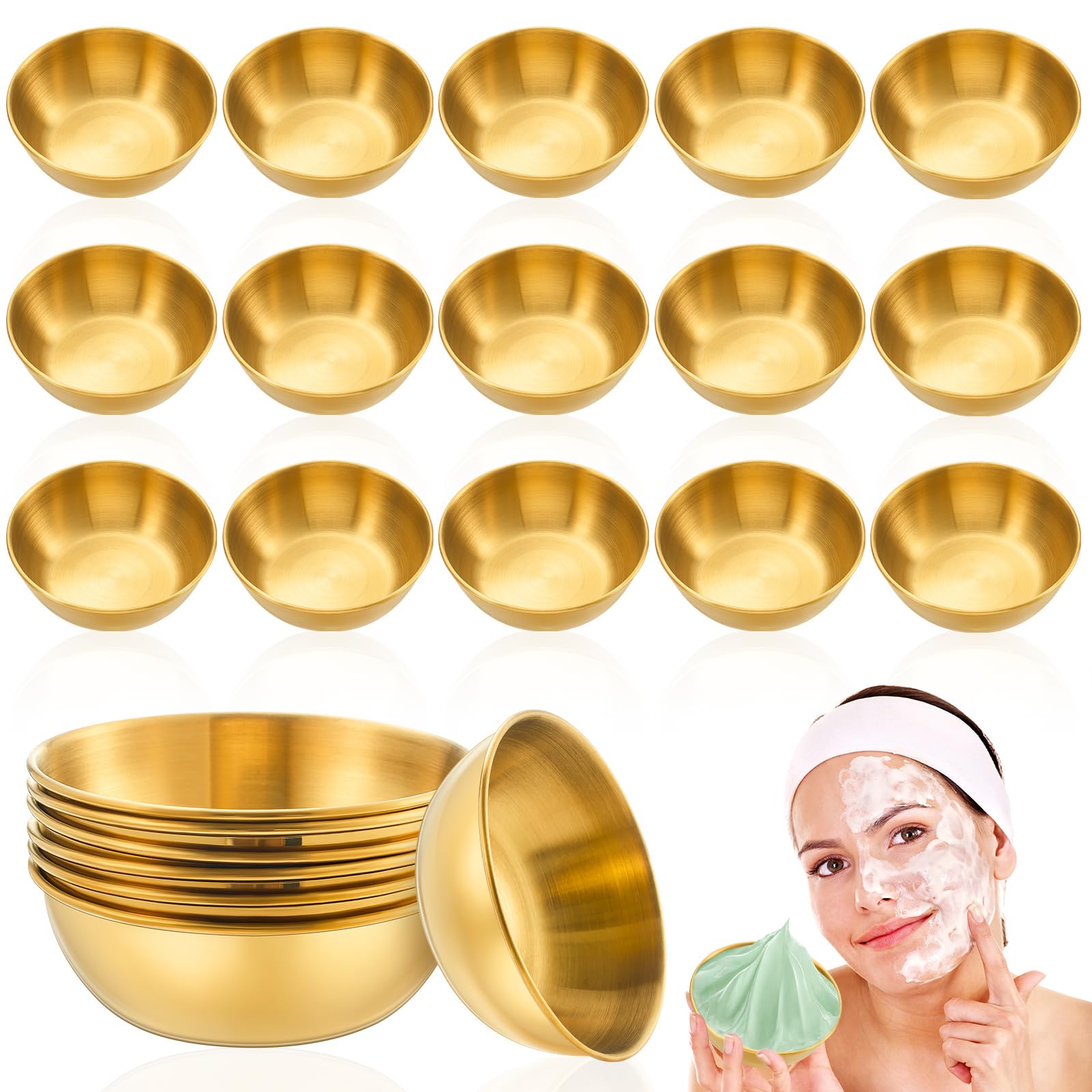Teenyyou 18-Pcs DIY Face Mask Mixing Bowl Set | Gold Stainless Steel