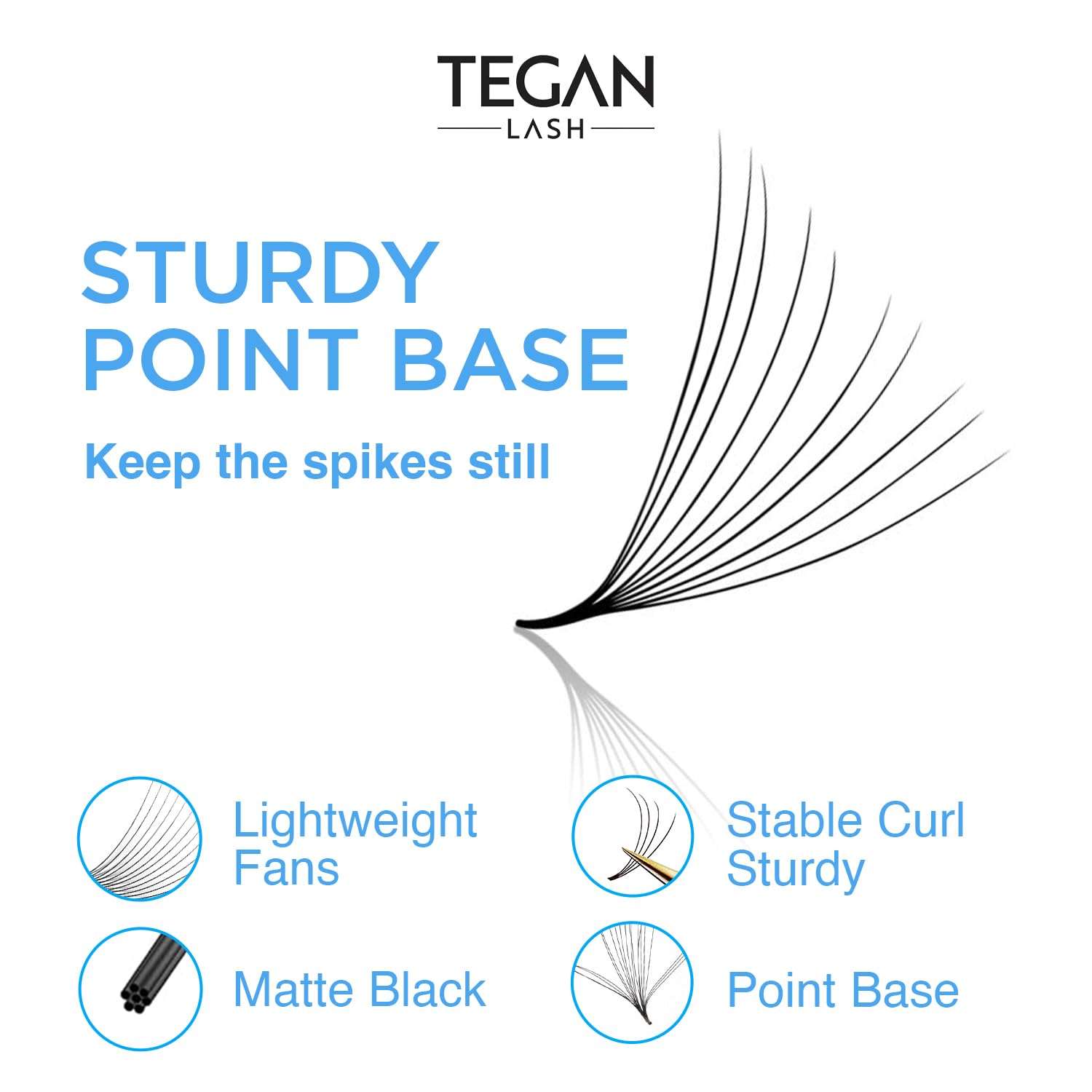 TEGAN LASH 500 Promade Fans Volume Eyelash Extensions | Handmade 3D-16D, Lightweight PBT, 0.03-0.07, C/CC/D, 9-15mm