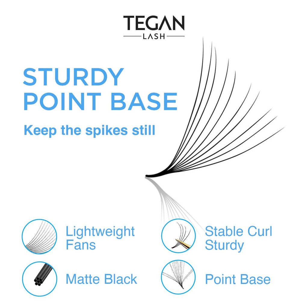 TEGAN LASH 500 Promade Fans Eyelash Extensions — Handmade 3D-16D, 0.03–0.07 Thick, C/CC/D Curl, 9–15mm