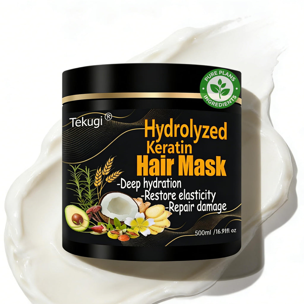 Tekugi Hydrolyzed Keratin Hair Mask – Silicone-Free Repair & Moisture for Color-Treated & Damaged Hair (16.9 oz)
