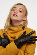 Tema Black Leather Touchphone Gloves.